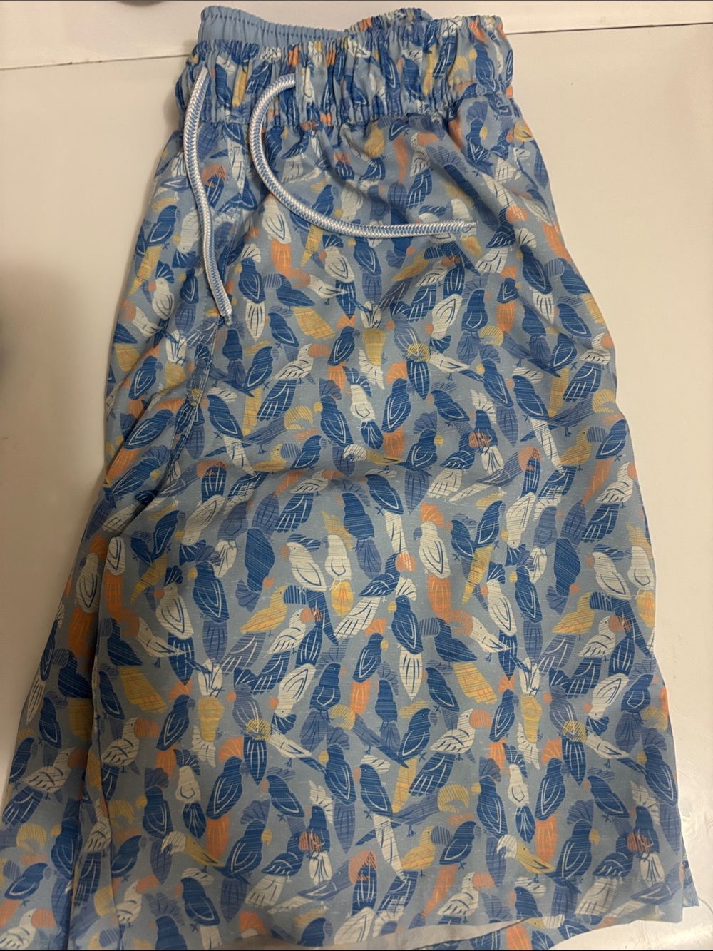 Peter Millar Blue Multicolor Leaf-Print Kids Swim Trunks